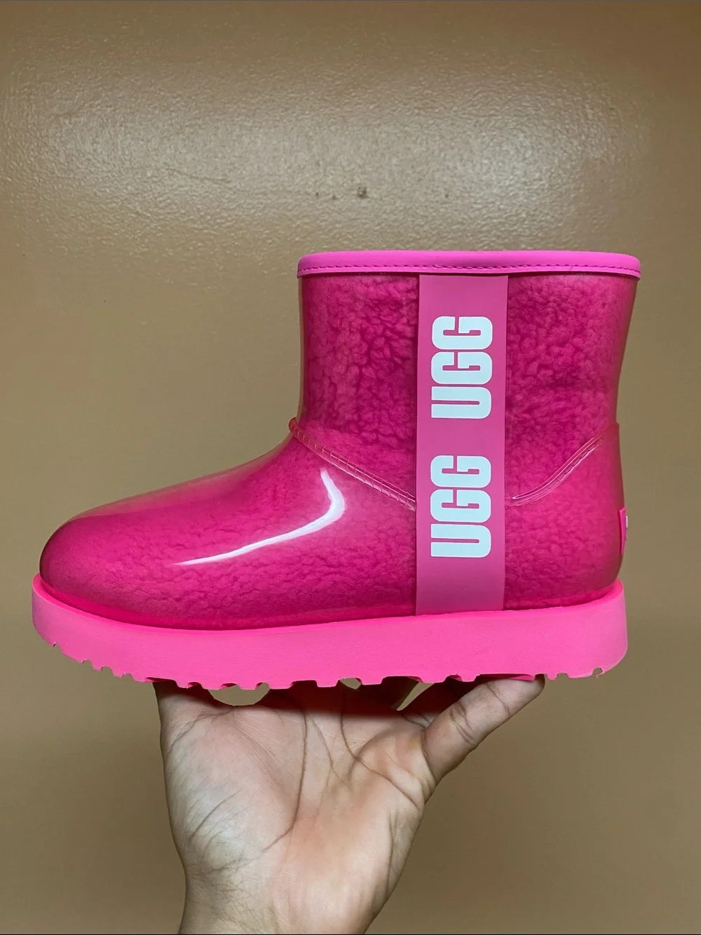 UGG Classic Clear Mini Women’s Waterproof Boots “Rock Rose Taffy Pink” Size 7